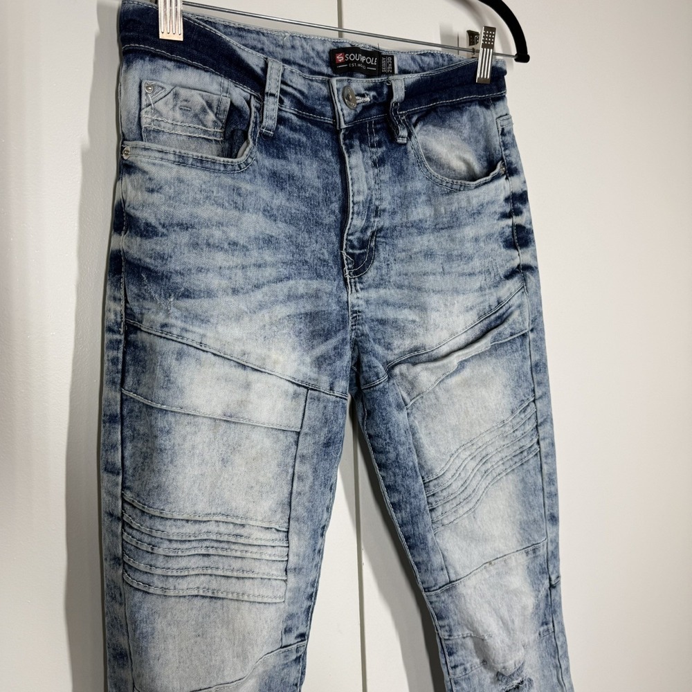 Vintage Southpole Moto Biker Jean Women's 29 Acid Wash Distressed Y2K Streetwear - Picture 3 of 16